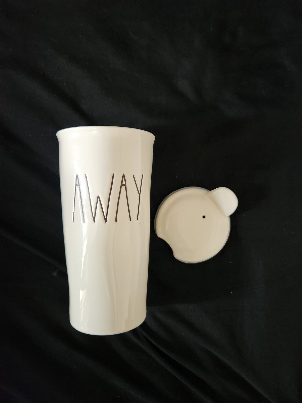 Rae Dunn White Ceramic Travel Mug with 'AWAY' Lettering - Picture 6 of 7